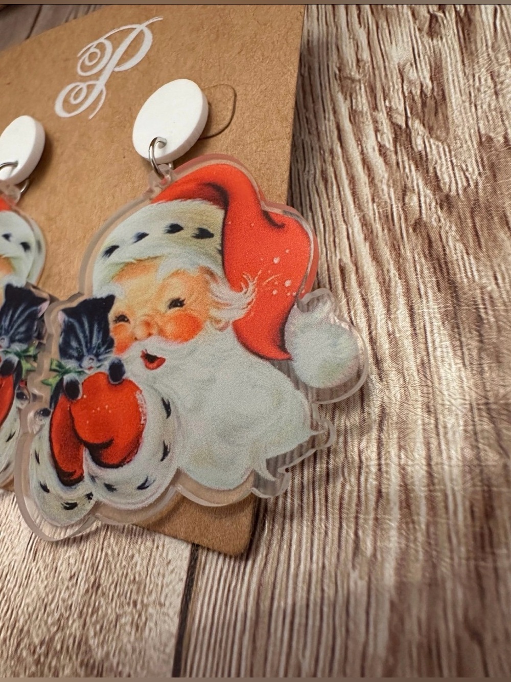 Christmas Earrings Old Fashioned Santa*Plunder~New!